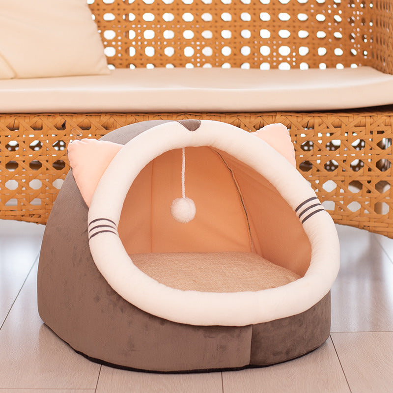 Cozy Cabin™ Velvet Winter Cat House – Kitty