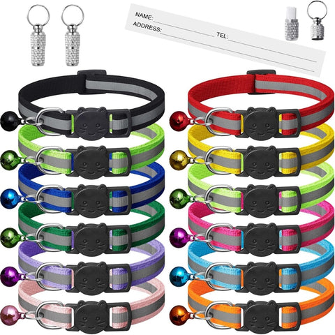 Jingle Pack™ Reflective Breakaway Cat Collars with Bells — 12 Pack – Mosaic