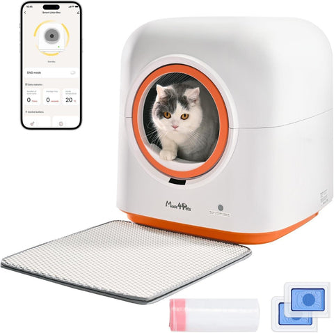 No-Scoop™ Self-Cleaning Smart Cat Litter Box – Pearl