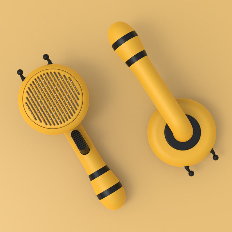 Buzz Brush™ Bee-Shaped Self-Cleaning Pet Comb – Amber