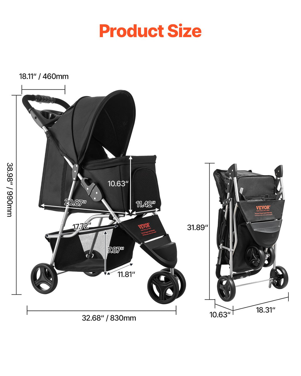 City Cruiser™ 3-Wheel Foldable Dog Stroller – photo 5