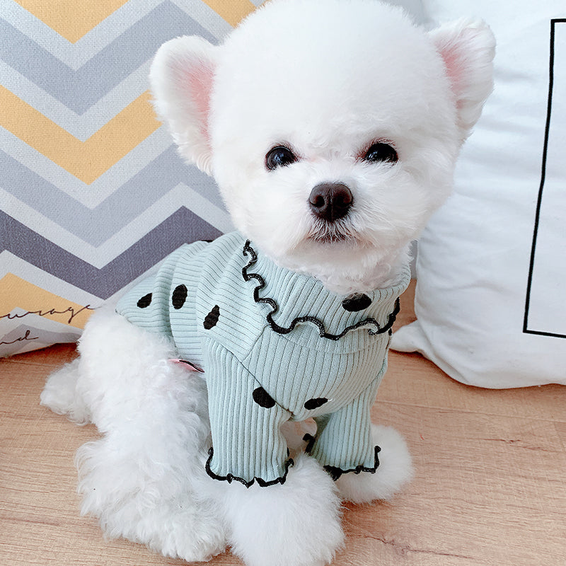 Polka Pup™ Polka Dot Turtleneck Dog Shirt – Sage