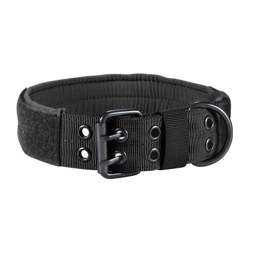 Patch Pup™ Padded Nylon Collar with Patch Panel – Obsidian