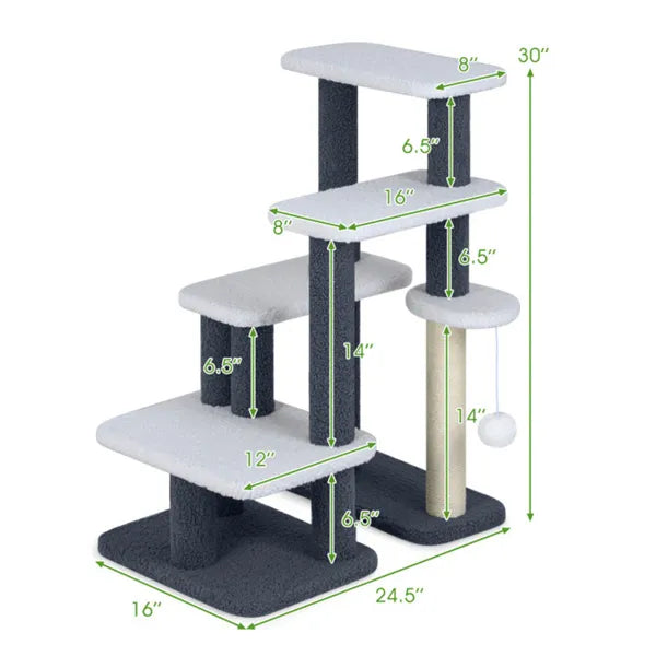 Kitty Climb™ 4-Level Cat Stairs with Sisal Scratching Post – photo 2