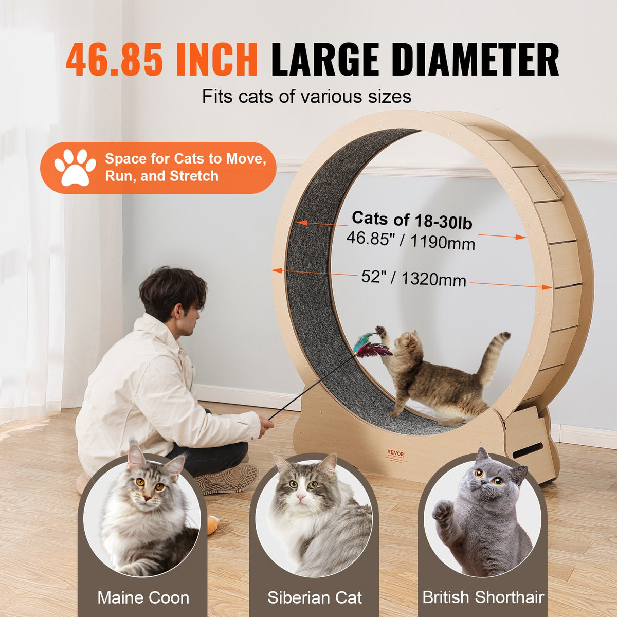Marathon Cat™ 52" Wooden Cat Exercise Wheel – photo 3
