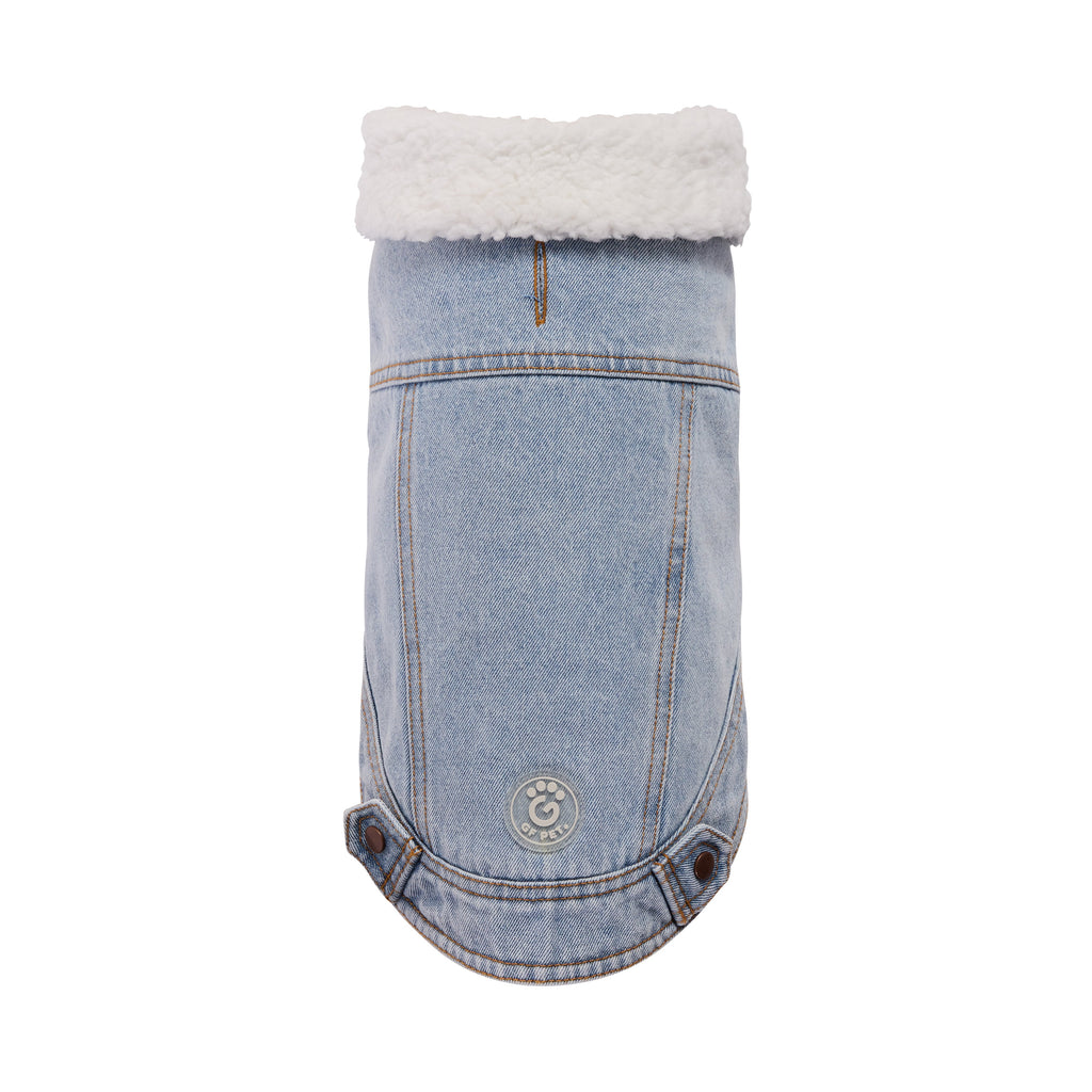 The Brooklyn™ GF Pet Sherpa-Collar Denim Dog Jacket – light wash