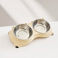 Double Yum™ double stainless steel cat bowl set in Honey