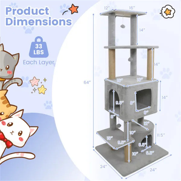 Skyscraper™ 64" Cat Tower with Plush Perches – photo 3