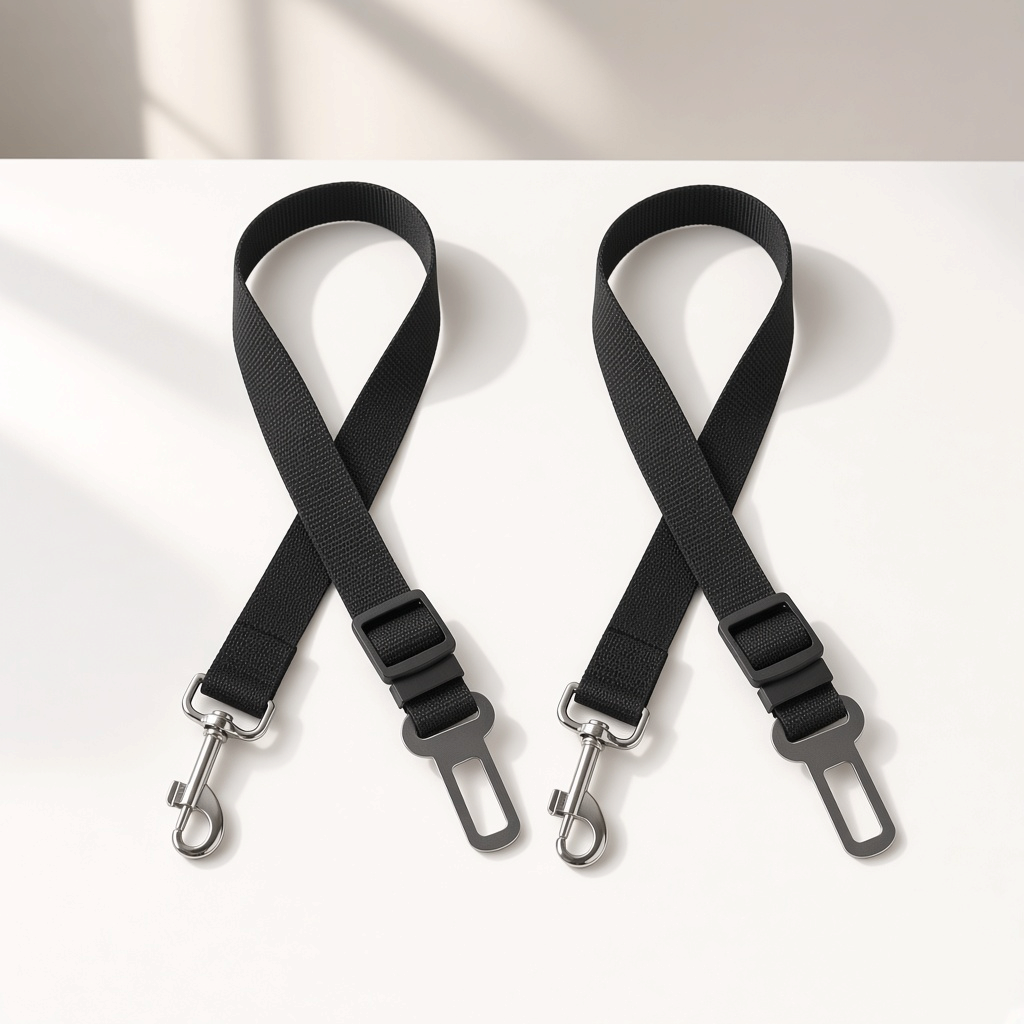 Backseat Buddy™ Car Seat Belt Leash 2-Pack – two black belts