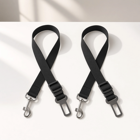Backseat Buddy™ Car Seat Belt Leash 2-Pack – two black belts
