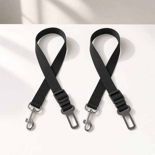 Backseat Buddy™ Car Seat Belt Leash 2-Pack – two black belts
