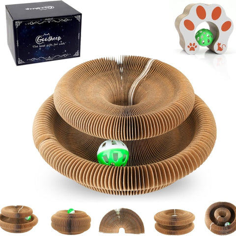 Zig Zag™ Accordion Cat Scratcher with Bell Ball – Kraft