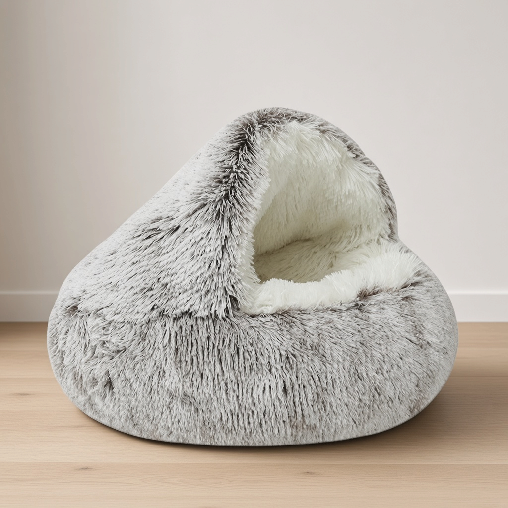 Cloud Nine™ Cozy Semi-Enclosed Pet Bed – Light Gray