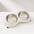 Double Yum™ double stainless steel cat bowl set in Pearl