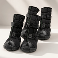 Snow Paws™ GF Pet Stretch Winter Dog Boots in black on a white tabletop