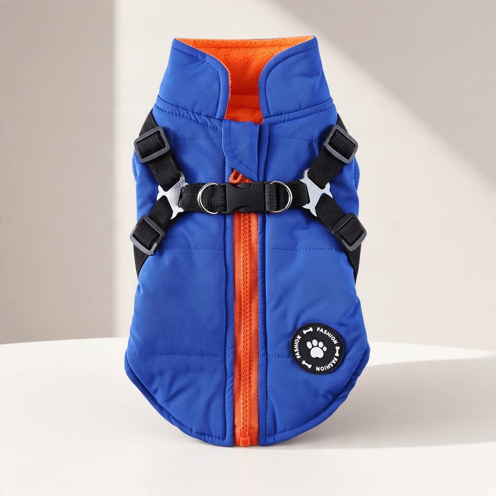 Warm Hug™ Chest-Strap Padded Dog Jacket – Slate (gray)